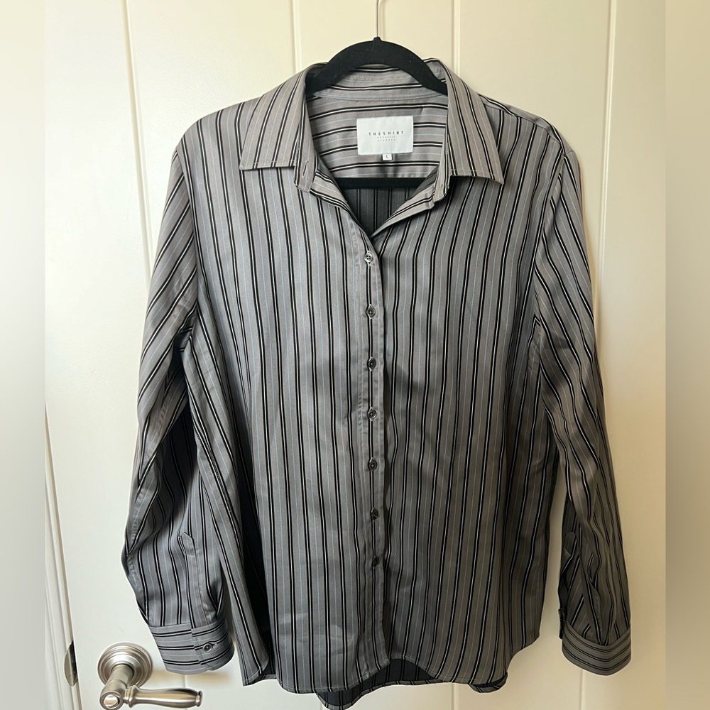 The Shirt black striped dress shirt (L)